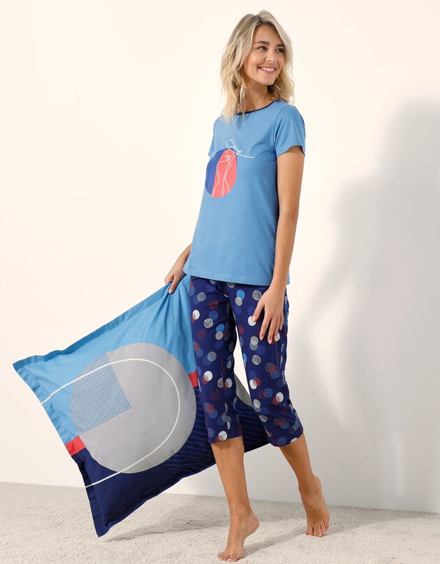 Pyjama pantacourt imprimé Arty (bleu)