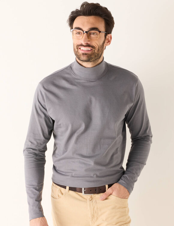 T-shirt col roul&eacute; manches longues (gris)