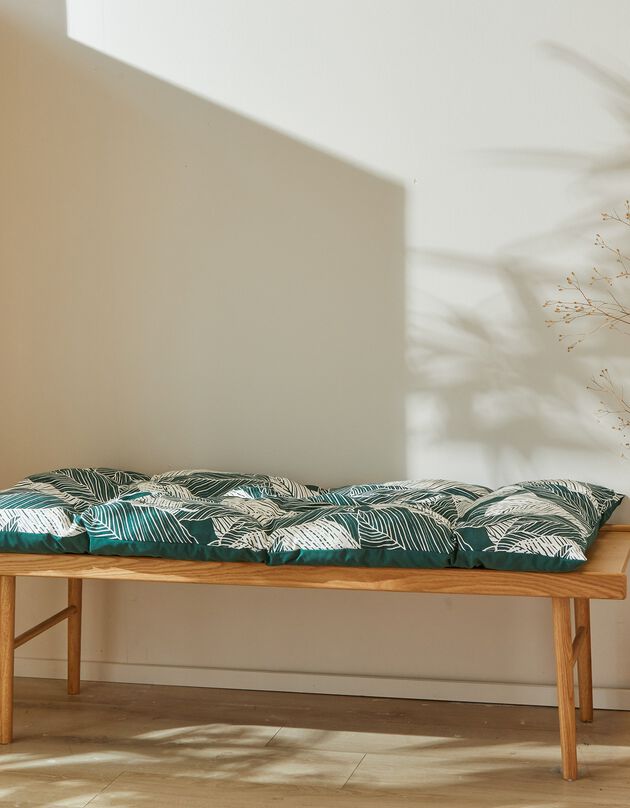 Long coussin déco coton imprimé feuillage (vert)