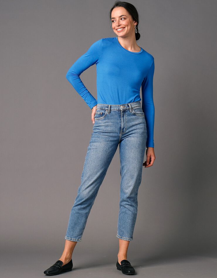 Tee-shirt uni col rond viscose stretch (bleu dur) Tee-shirt uni col rond viscose stretch (bleu dur)