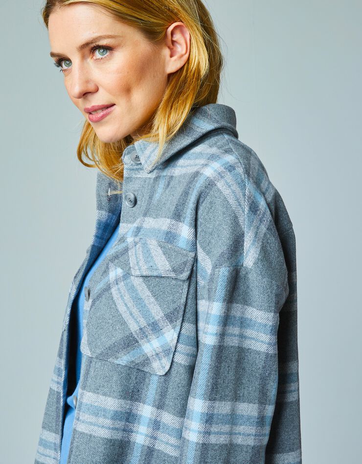 Veste surchemise oversize à carreaux (gris / bleu) Veste surchemise oversize à carreaux (gris / bleu)