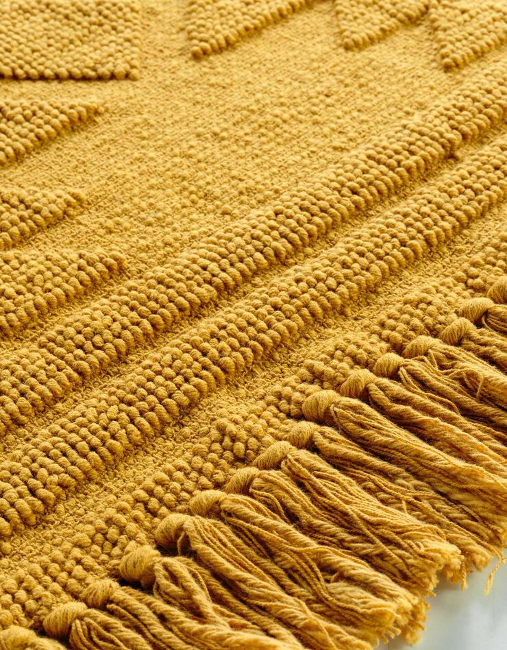 Tapis jacquard à franges safran (safran) Tapis jacquard à franges safran (safran)