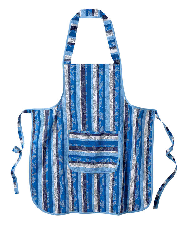 Tablier cuisine rayé forme bavette (bleu)