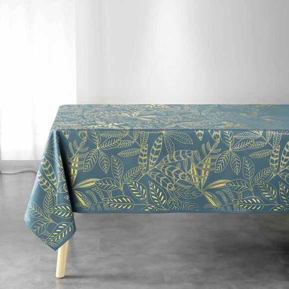 Nappe motif feuillage doré (émeraude / doré)