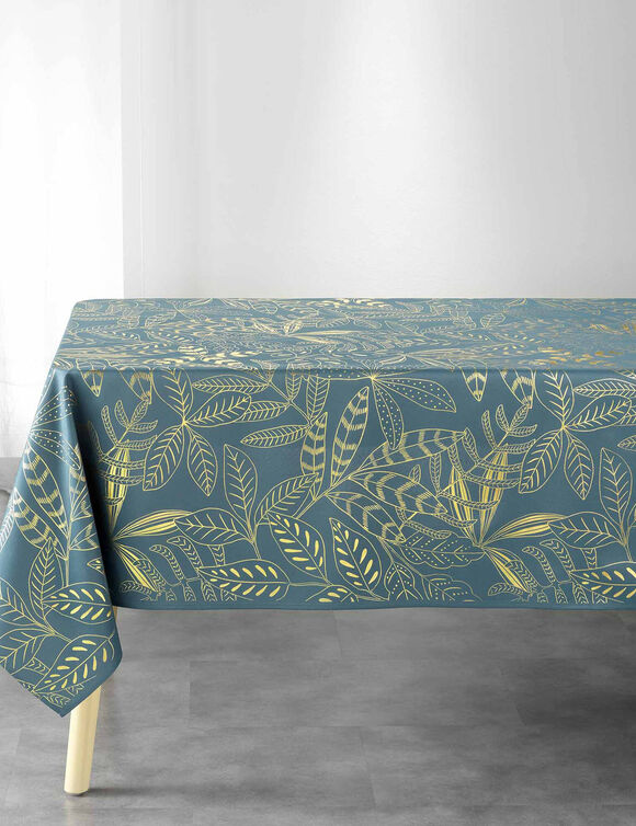 Nappe motif feuillage doré (émeraude / doré)