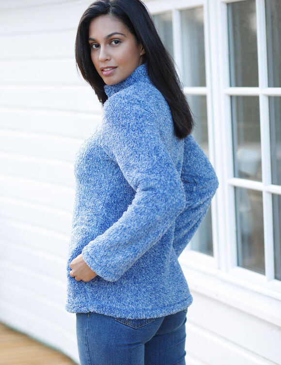 Veste En Maille Peluche Bleue Damart - Taille L, Doublure Sherpa - Neuf Avec étiquettes