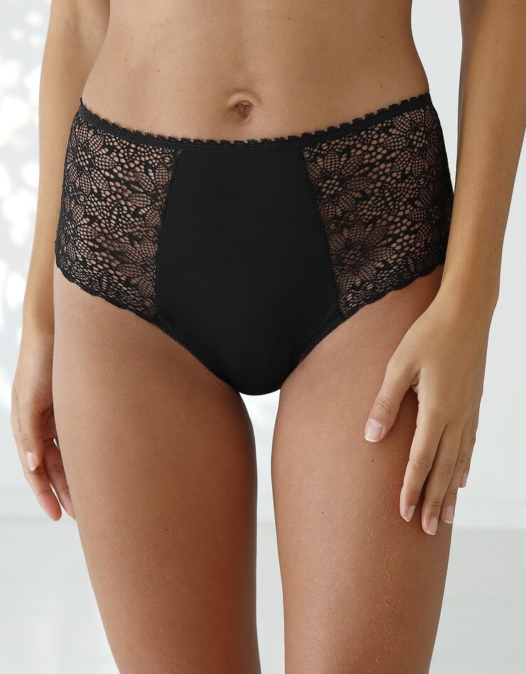 Culotte forme maxi microfibre et dentelle stretch - lot de 2 (noir) Culotte forme maxi microfibre et dentelle stretch - lot de 2 (noir)
