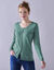 Cardigan boutonné col rond uni (vert céladon)