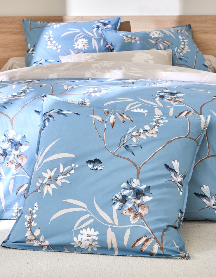 Linge de lit Anne en coton (bleu grisé)