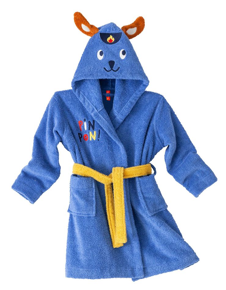 Peignoir de bain enfant Pin-pon à capuche éponge coton - 380g/m2 (bleu dur)