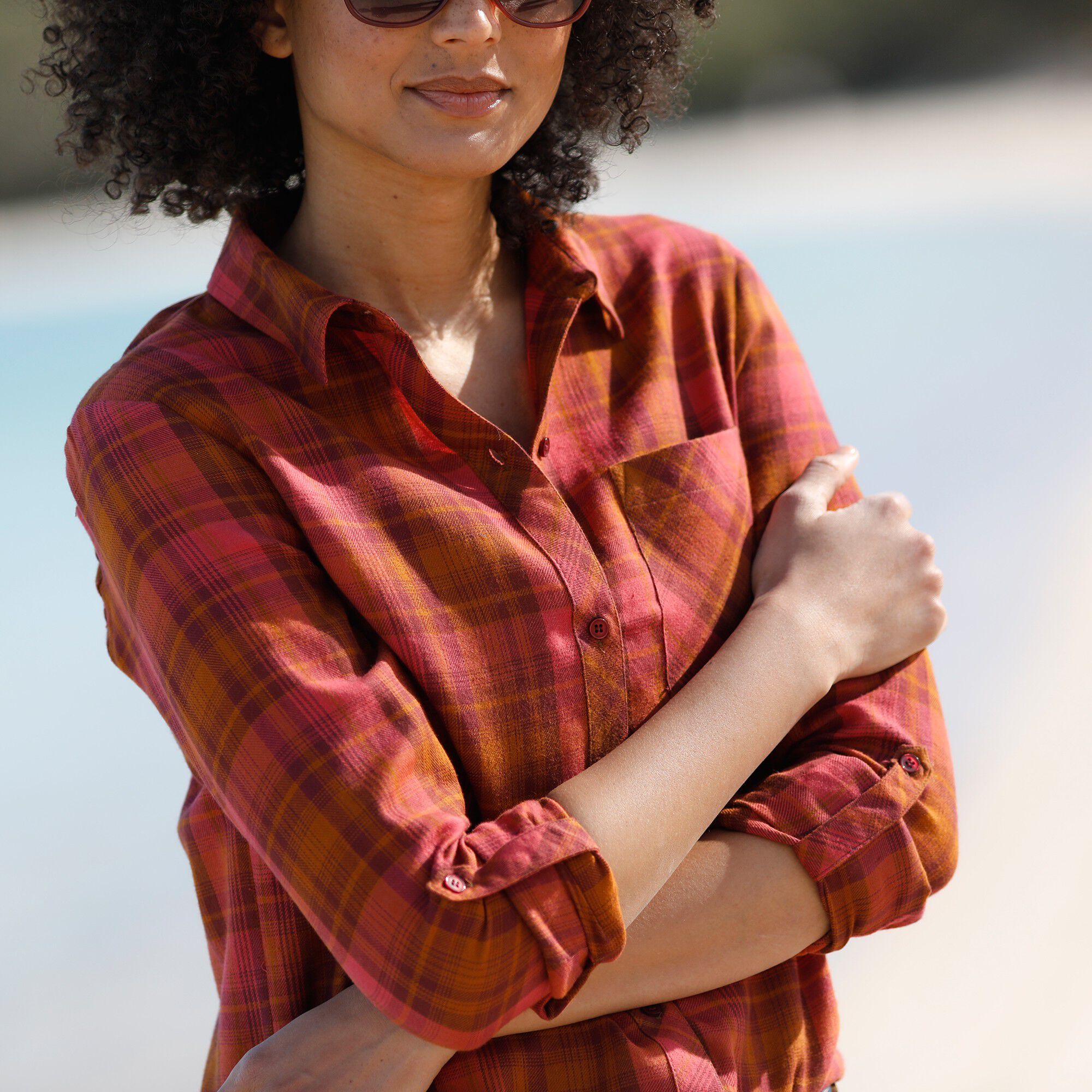Chemise En Flanelle Dixxon Pour Femme - Carreaux Rose Perle, Taille S, Pressions, Idéale Fête Ou Quotidien