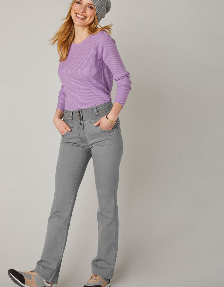 Jean coupe boocut taille haute - entrej. 75 cm (gris) Jean coupe boocut taille haute - entrej. 75 cm (gris)