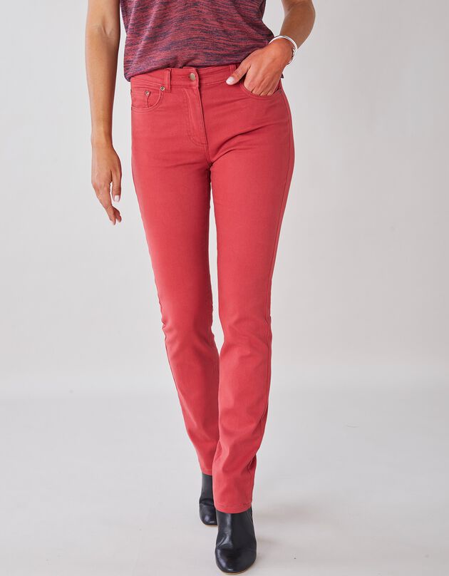 Pantalon droit stretch uni (corail)