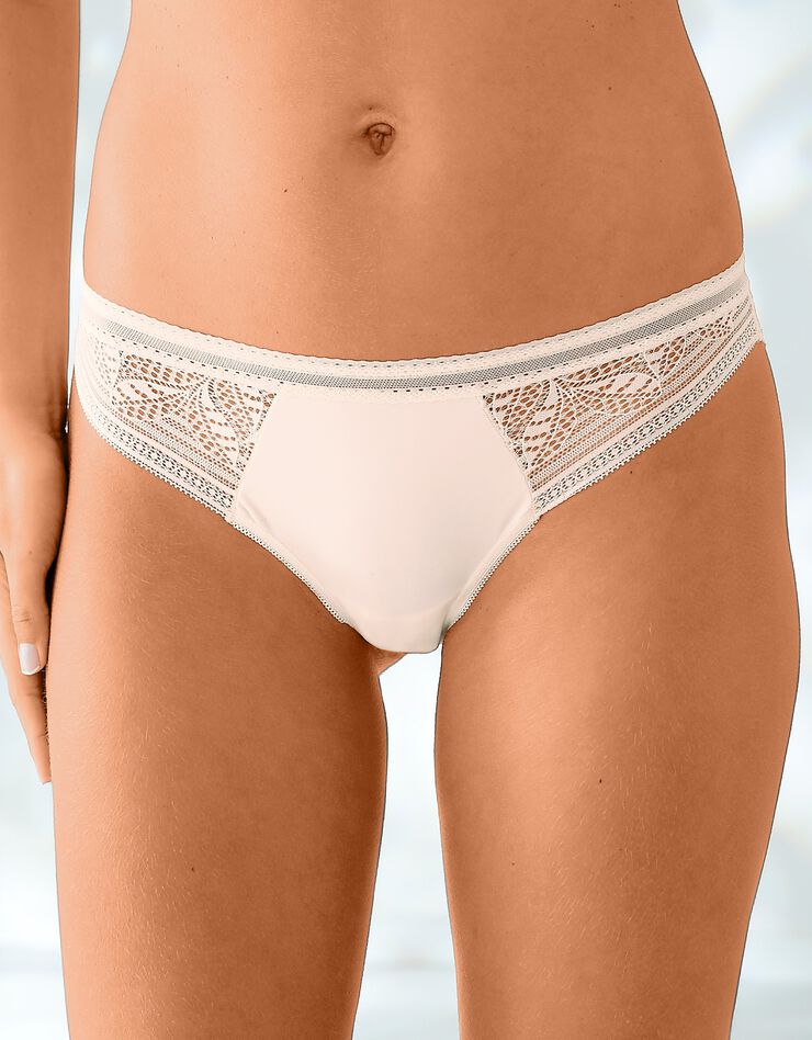 Culotte forme tanga microfibre et dentelle stretch - lot de 2 (ivoire) Culotte forme tanga microfibre et dentelle stretch - lot de 2 (ivoire)