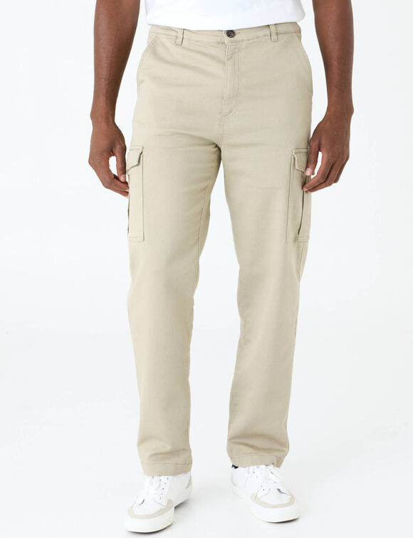 Pantalon cargo en serg&eacute; ultra stretch - L30 (beige)