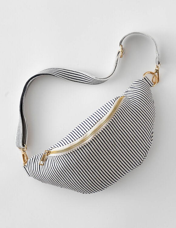 Sac-banane ray&eacute; (blanc / bleu)