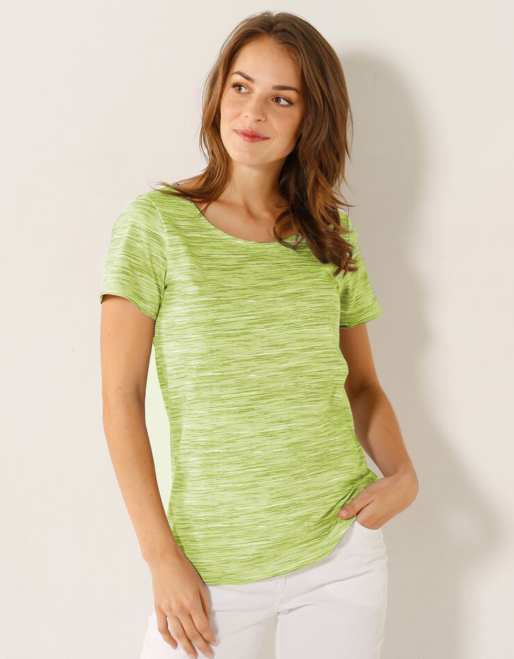 Tee-shirt col rond imprimé chiné (anis chiné) Tee-shirt col rond imprimé chiné (anis chiné)