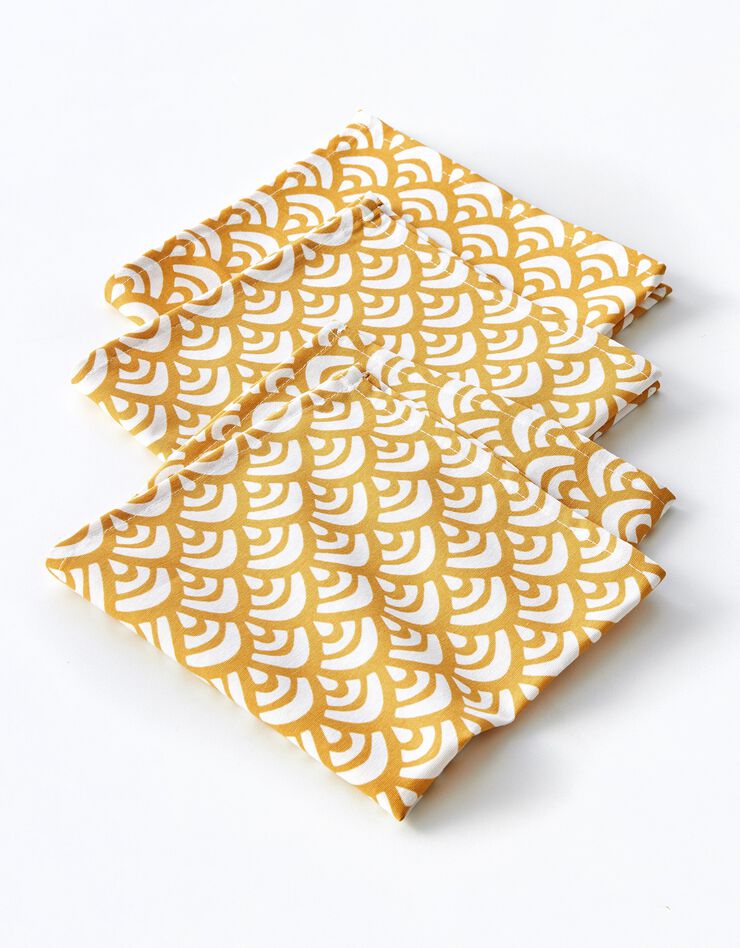 Serviettes de table imprimé vagues - lot de 3 (jaune) Serviettes de table imprimé vagues - lot de 3 (jaune)