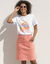 T-shirt imprimé, volume loose (blanc / pêche)