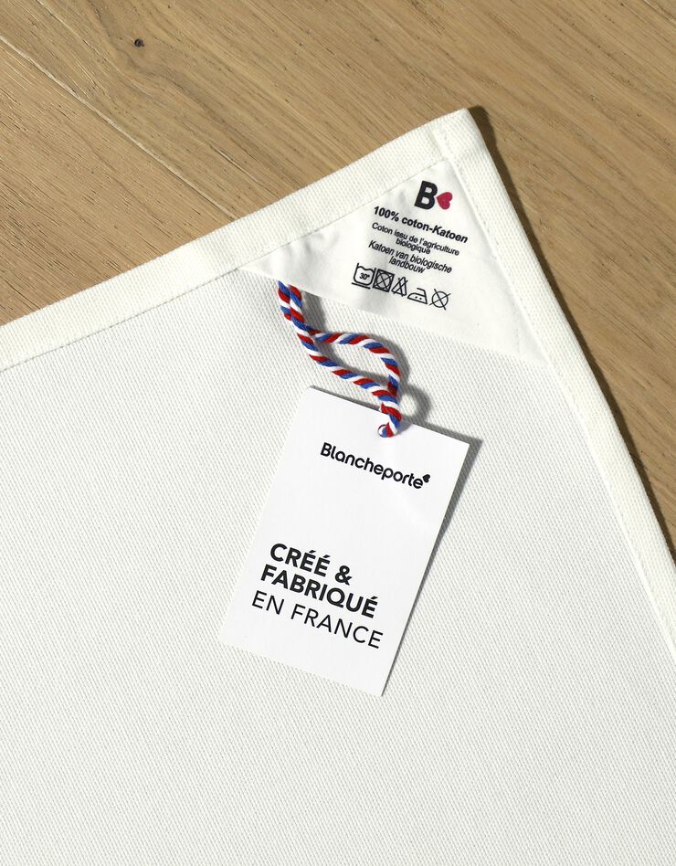 Tablier fabriqué en France, motif rayé Havane - coton biologique(1) (havane)