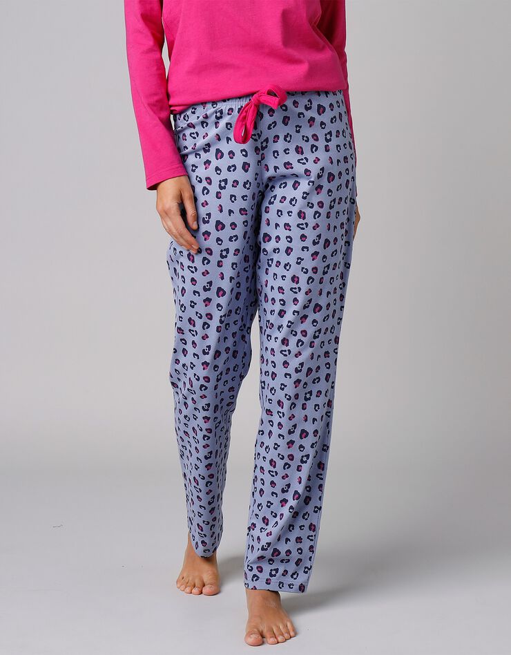 Pantalon pyjama coton imprimé "Beautiful" (bleu)