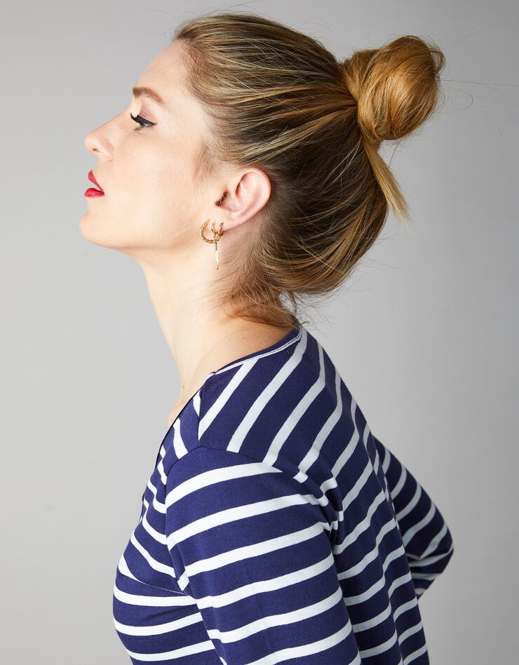 Tee-shirt marinière col dentelle (marine / blanc) Tee-shirt marinière col dentelle (marine / blanc)