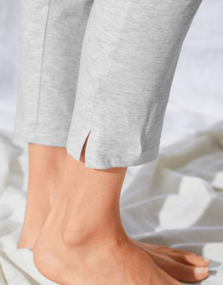 Pantalon fuselé uni taille élastiquée (gris chiné) Pantalon fuselé uni taille élastiquée (gris chiné)