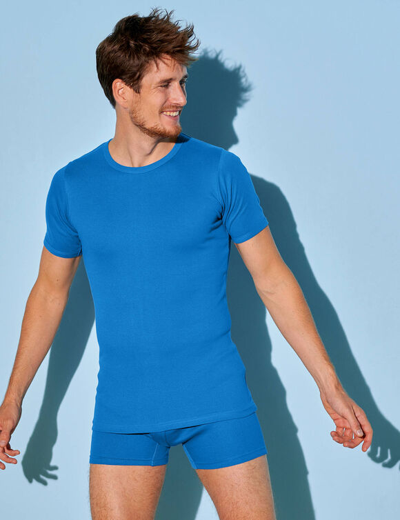 T-shirt sous-vêtement homme col rond - lot de 3 (bleu)