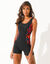 Combishort de bain imprim&eacute; Lohena (noir / orange)