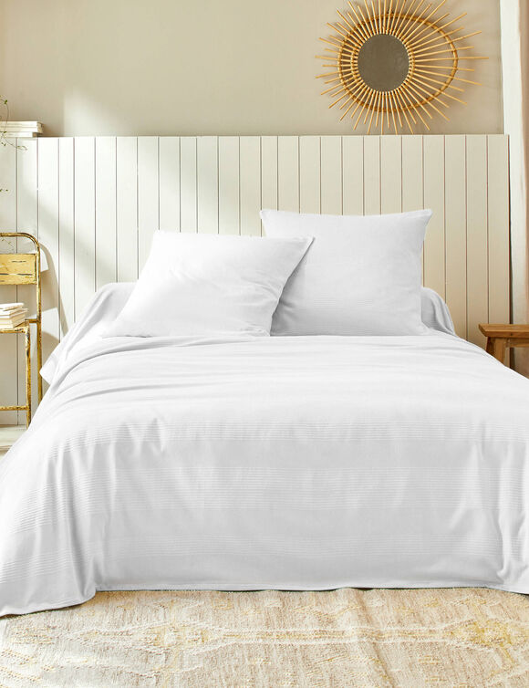 Jet&eacute; de lit uni tiss&eacute; coton (ivoire)