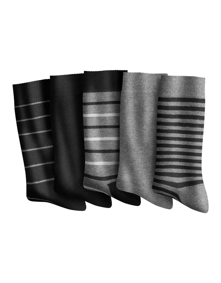 Mi-chaussettes fantaisie - lot de 5 paires (noir)