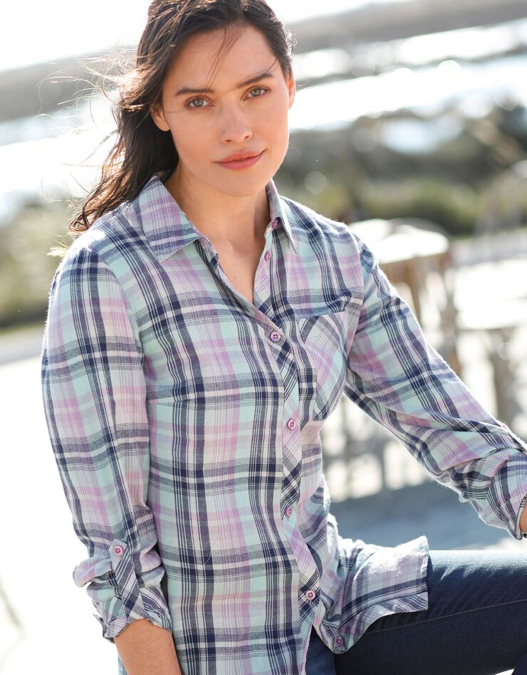 Chemise flanelle à carreaux (lilas / céladon) Chemise flanelle à carreaux (lilas / céladon)