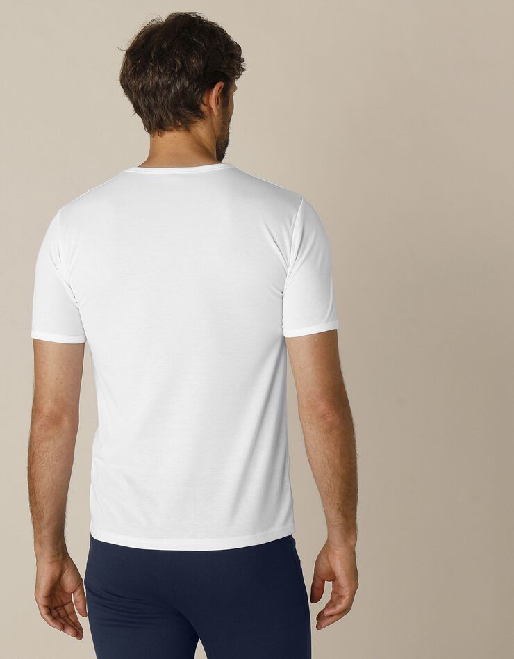 Tee-shirt sous-vêtement homme col rond manches courtes polyester - lot de 2 (blanc) Tee-shirt sous-vêtement homme col rond manches courtes polyester - lot de 2 (blanc)