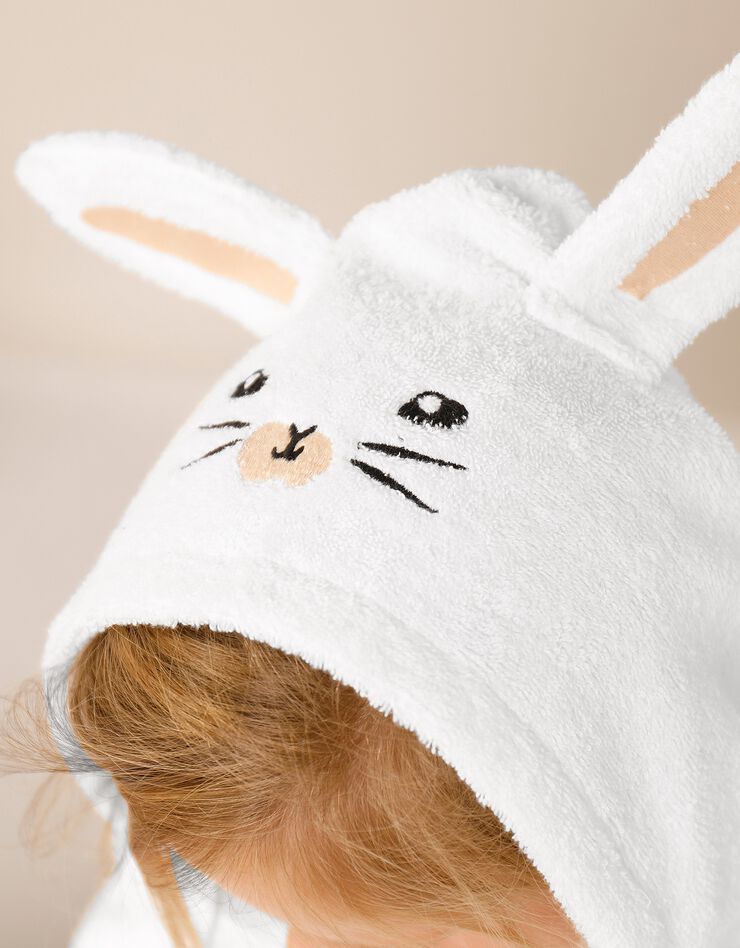 Peignoir de bain enfant personnalisable lapin à capuche (blanc)