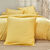 Linge de lit uni coton lav&eacute; (jaune)