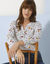 T-shirt col tunisien manches longues, imprimé (blanc)