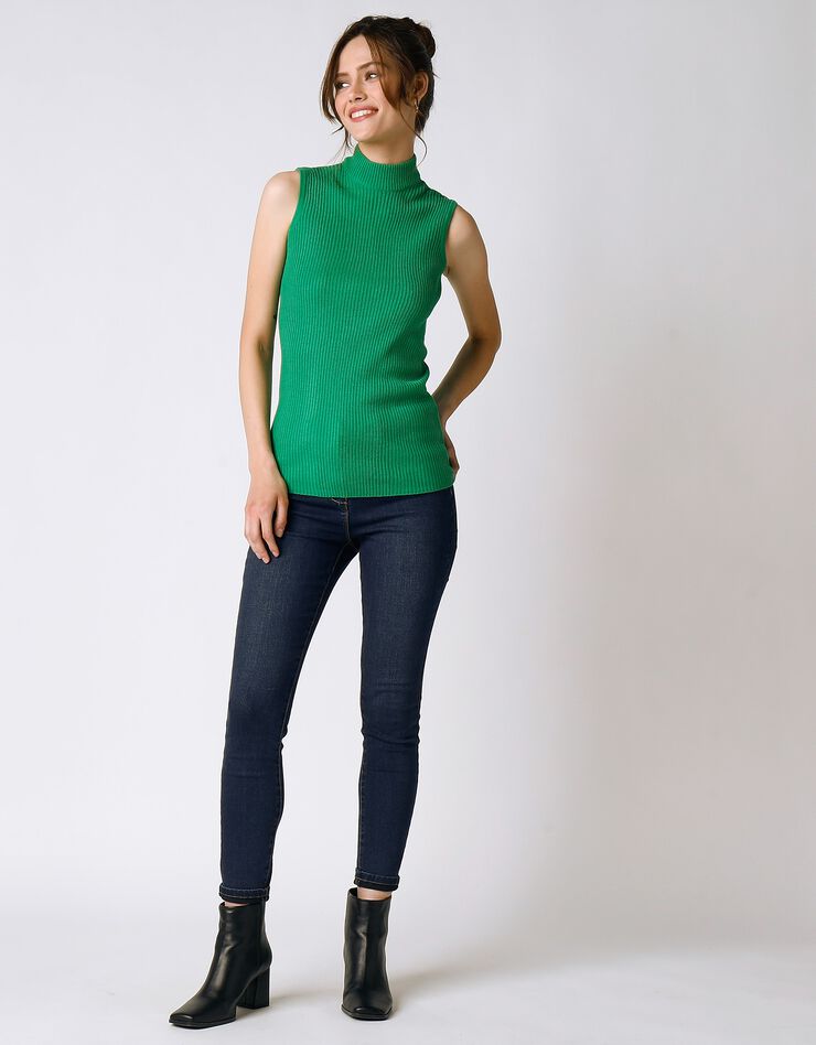 Pull sans manches maille côtelée (vert) Pull sans manches maille côtelée (vert)