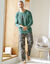 T-shirt pyjama impression placée manches longues (vert foncé)