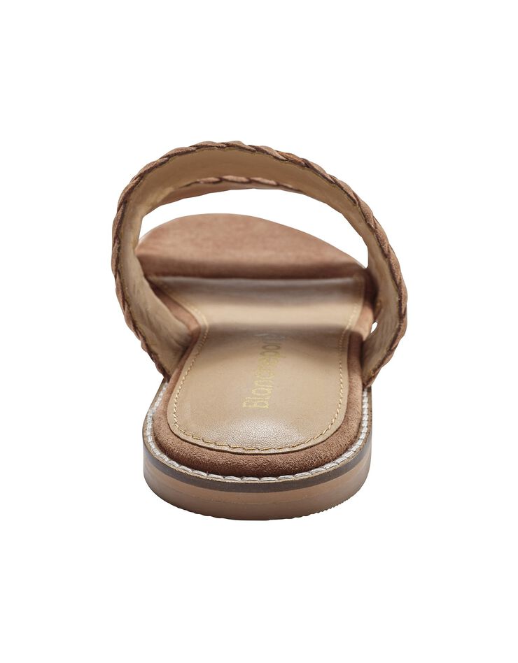 Mules plates en cuir tressé (caramel)