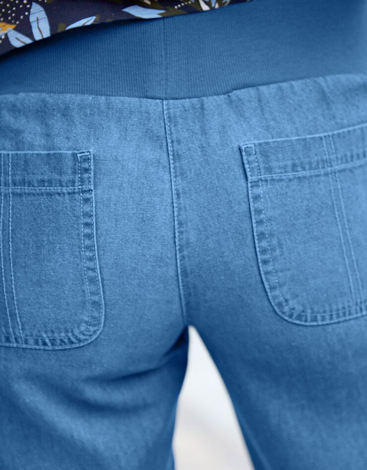 Pantalon coupe droite 7/8ème taille élastiquée, denim (bleached clair) Pantalon coupe droite 7/8ème taille élastiquée, denim (bleached clair)