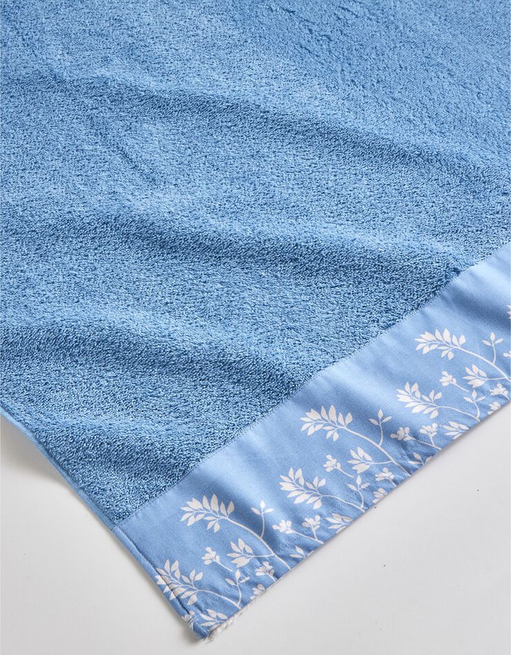 Éponge coton bouclette 420 g/m2 liteau motif floral (bleu jean) Éponge coton bouclette 420 g/m2 liteau motif floral (bleu jean)