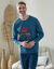 Tee-shirt pyjama imprimé manches longues (bleu grisé)