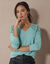 T-shirt col V manches longues dentelle (céladon chiné)