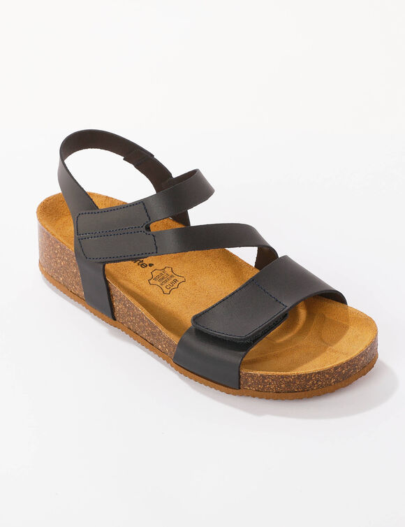 Sandales ouverture totale en cuir (marine)