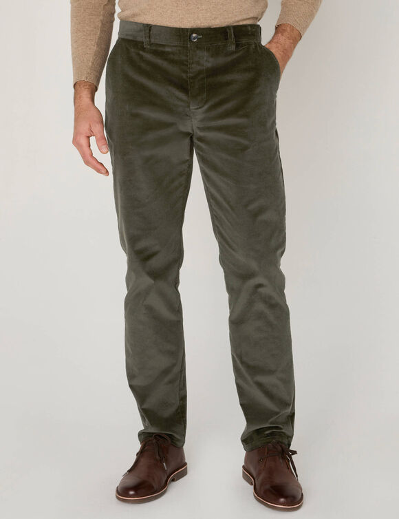 Pantalon chino velours fines c&ocirc;tes  (vert gris&eacute;)