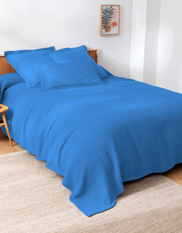 Couverture climatisante nid d'abeille (bleu)