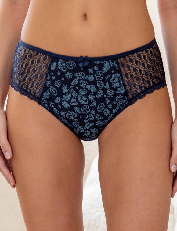 Culotte maxi coton dentelle imprim&eacute; Coria - lot de 2 (bleu)