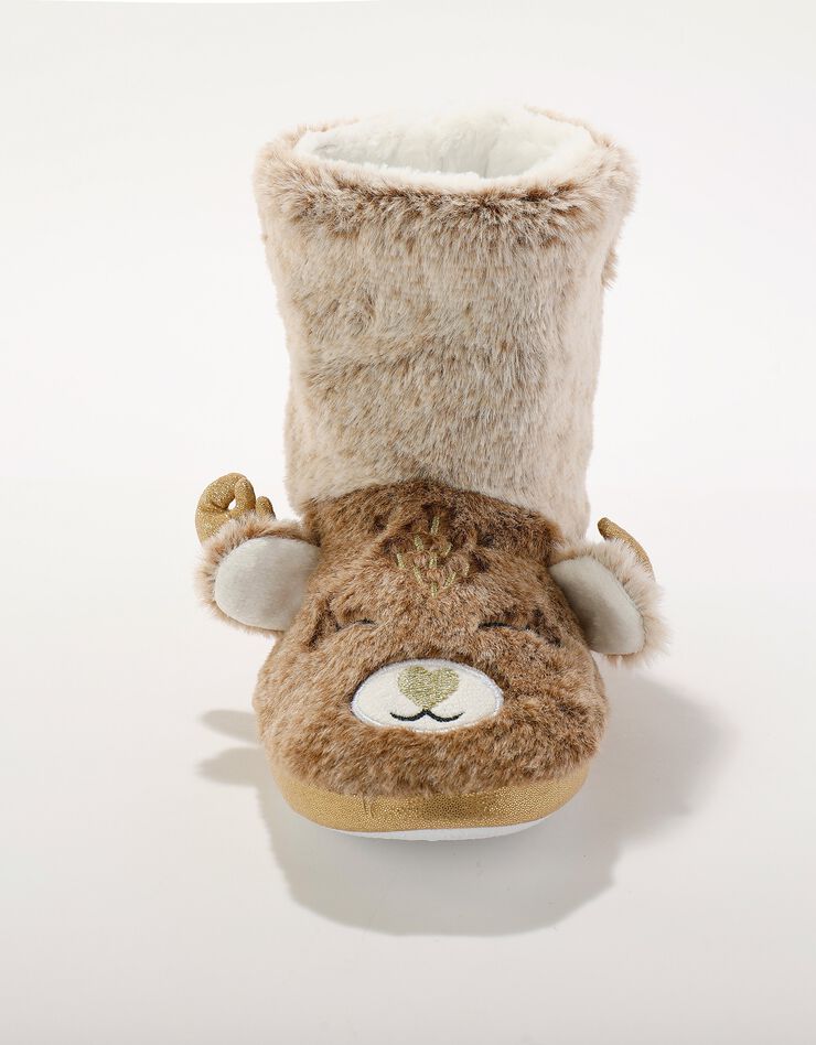 Bottillons tête cerf - intérieur fourré toucher peluche (beige) Bottillons tête cerf - intérieur fourré toucher peluche (beige)