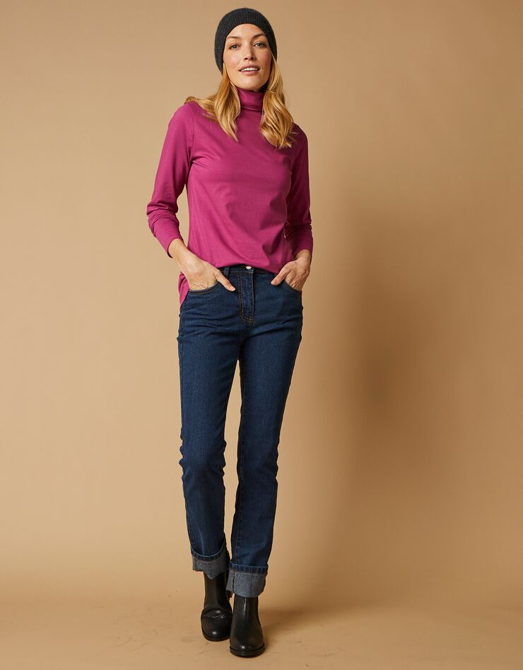 Sous-pull col roulé coton stretch uni (violine) Sous-pull col roulé coton stretch uni (violine)