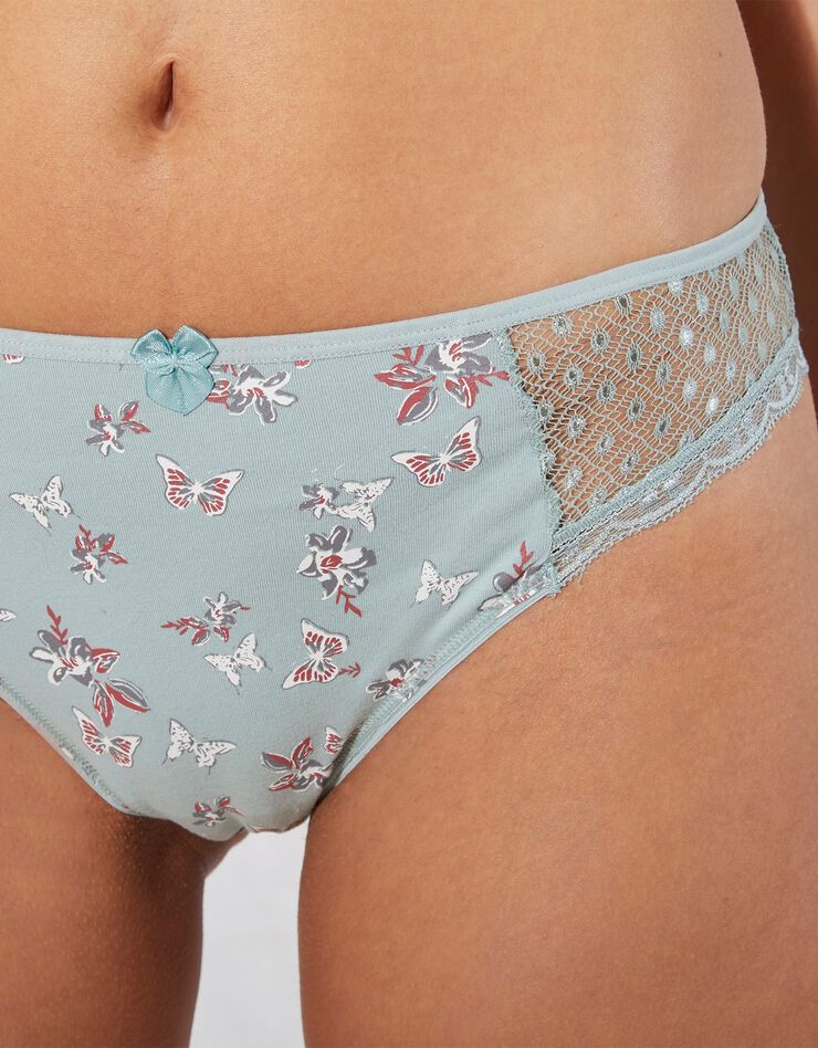 Culotte midi dentelle coton imprimé "papillons" Tropea - lot de 4 (cerise + vert d'eau) Culotte midi dentelle coton imprimé "papillons" Tropea - lot de 4 (cerise + vert d'eau)